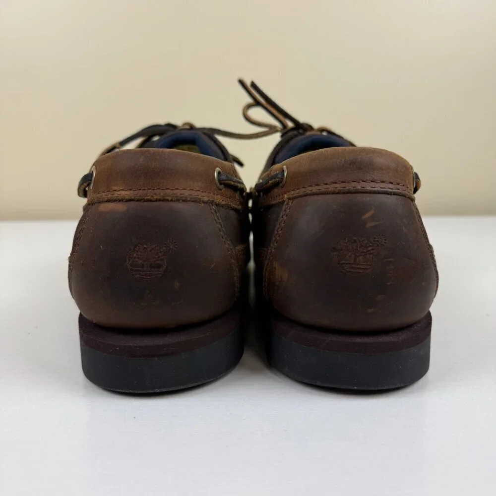 NEW Timberland Men's Brown Leather Moc Toe Boat Shoes